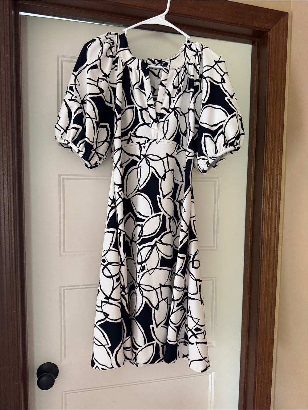 Joseph Ribkoff Black and White Graphic Floral Midi Dress